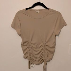 Beige double tie scrunch top
